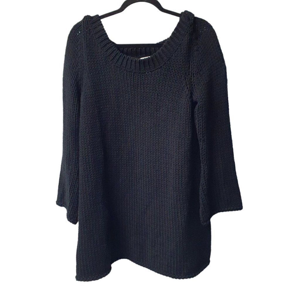 Soft Surroundings Black Cozy Oversized Thick Knit Seafarer Sweater Medium
